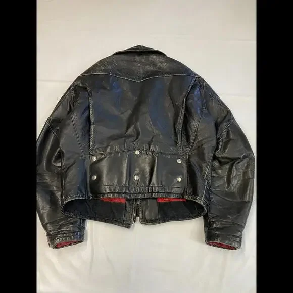 Mens OAKBROOK Vintage 1960s Steerhide Leather D-Pocket Motorcycle